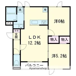 ミモザ緑町 B棟【203号室】の間取り