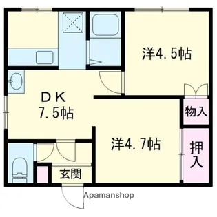 エステートライフ青葉花園【D号室】の間取り