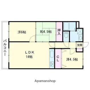シャトーサンライズ【1階】の間取り