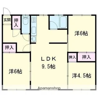 グランドハイツ高丘【102号室】の間取り
