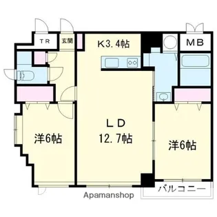 グランドール東開【3階】の間取り