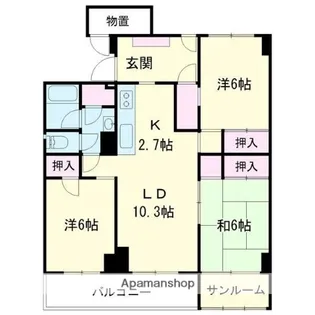 グランドハイツ新中野【102号室】の間取り