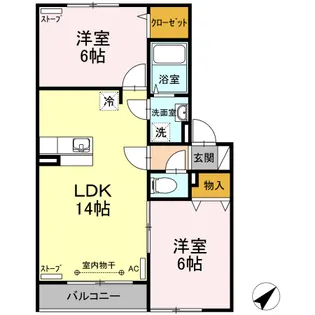 ベルソス苫小牧 B【1階】の間取り
