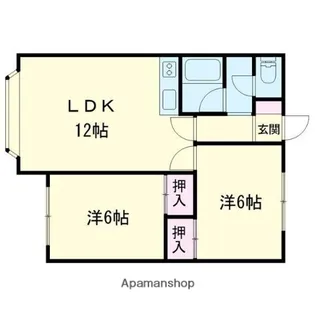 メゾンカルダス【202号室】の間取り