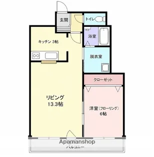 ボンジュール表町【201号室】の間取り