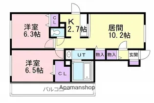 ジェラン明徳町B【102号室】の間取り