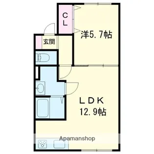 ロジェ新富【203号室】の間取り