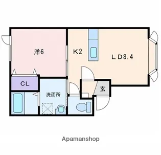 クローバーハウス新開【2階】の間取り