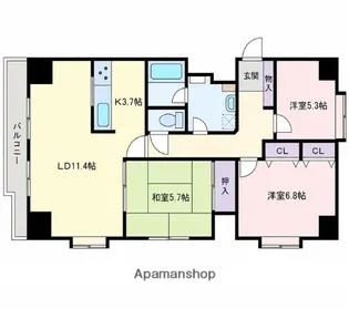 表町プリンスハイツ【3階】の間取り