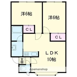 コーポハピネス若草【301号室】の間取り