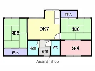 二ッ屋アパート【1号室】の間取り
