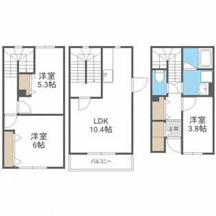 北海道札幌市手稲区西宮の沢一条1丁目【テラスハウス】の間取り