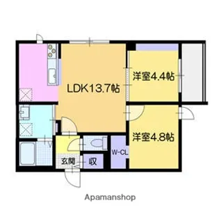 仮)キャトルラヴィ【101.号室】の間取り