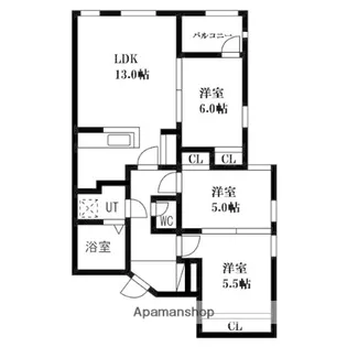 (仮称)手稲本町1条2丁目MS【1B号室】の間取り