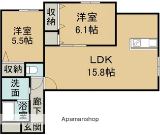 北海道札幌市手稲区手稲本町二条4丁目【マンション】の間取り