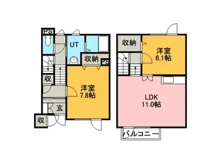 北海道札幌市手稲区曙六条1丁目【テラスハウス】の間取り