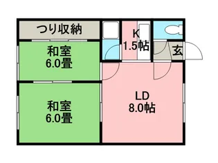 大場ハイツ2号棟【1階】の間取り