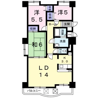 ライトリバー参番館【6階】の間取り
