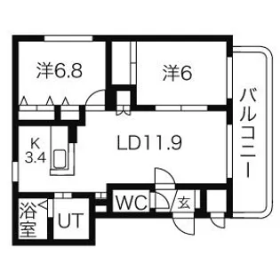 2LDKの間取り画像