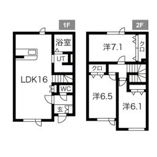 北海道札幌市手稲区稲穂二条6丁目【テラスハウス】の間取り