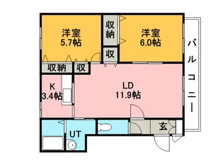 ライフ新発寒3・1【3階】の間取り