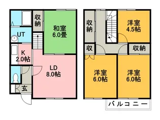 北海道札幌市手稲区富丘一条5丁目【テラスハウス】の間取り