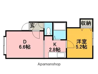 グランドハイツ手稲【106号室】の間取り