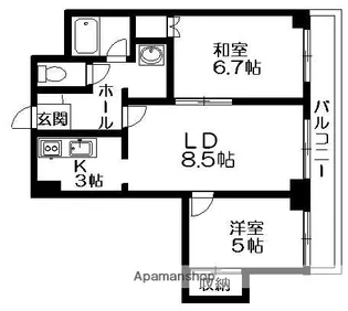 ル・ソレイユ手稲【3階】の間取り
