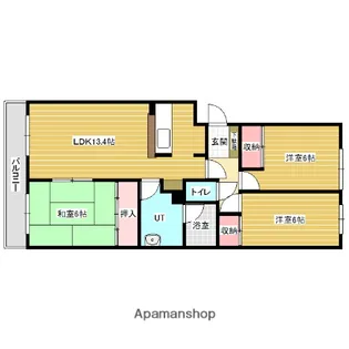 8条西グランドハイツⅠ・Ⅱ【2階】の間取り