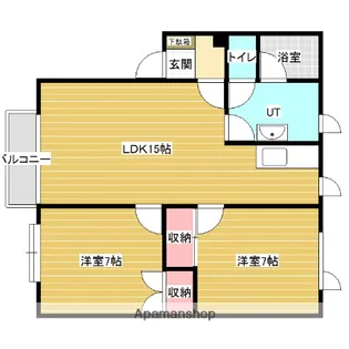 ろくよんハイツ【3階】の間取り