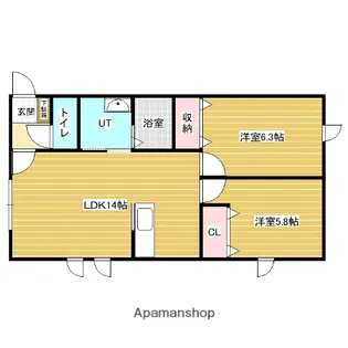 シティーハイムリバール【1階】の間取り