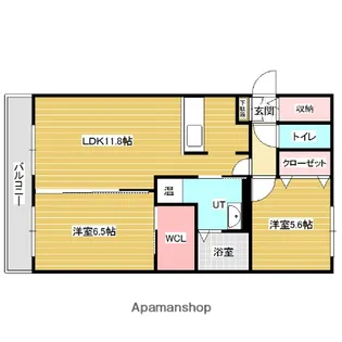 スクエアフロントウエストコート【1階】の間取り