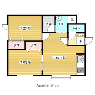 中の島ハイツ【2階】の間取り