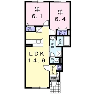 BELLE ROSE Ⅳ【1階】の間取り
