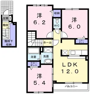 BELLE ROSE Ⅲ【2階】の間取り
