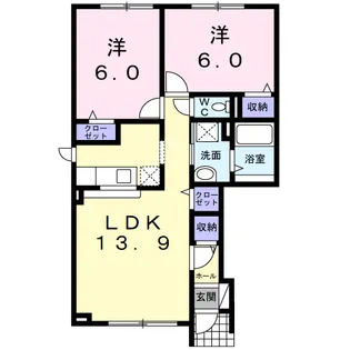 2LDKの間取り画像