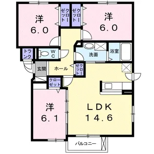 SUNPARK岩見沢【3階】の間取り