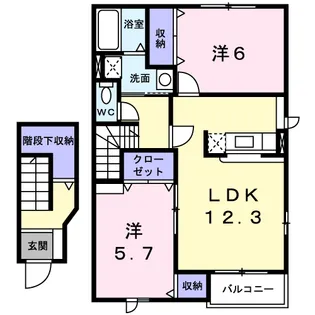 サンクリオージュ壱番館【2階】の間取り