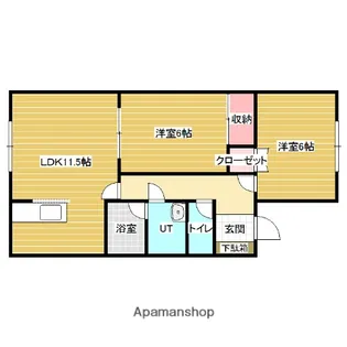 2LDKの間取り画像