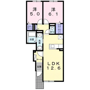カルム栗山【1階】の間取り
