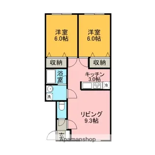 北海道砂川市西二条北6丁目【アパート】の間取り