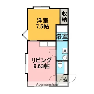 HILLS−B【101号室】の間取り