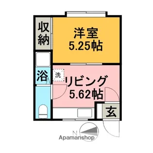 1DKの間取り画像