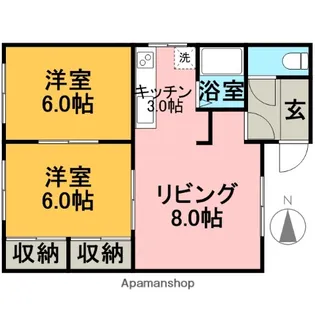 アサヒハイツ【102号室】の間取り