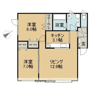ノースヒルⅡ【2階】の間取り