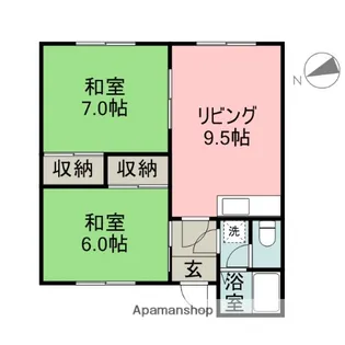 ハイツ日の出【2階-左号室】の間取り