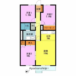 ヴィラ大町【103号室】の間取り