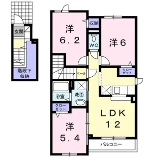 グレイスヴィラサンヨーD【2階】の間取り