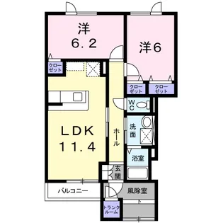 カーサ ウイスタリア【1階】の間取り
