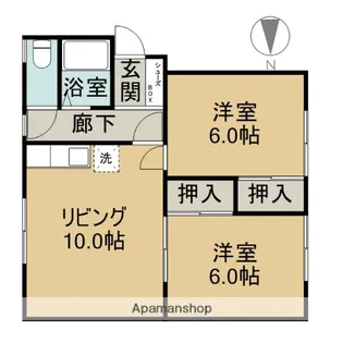 ハイツ松本NO.1【2階右号室】の間取り